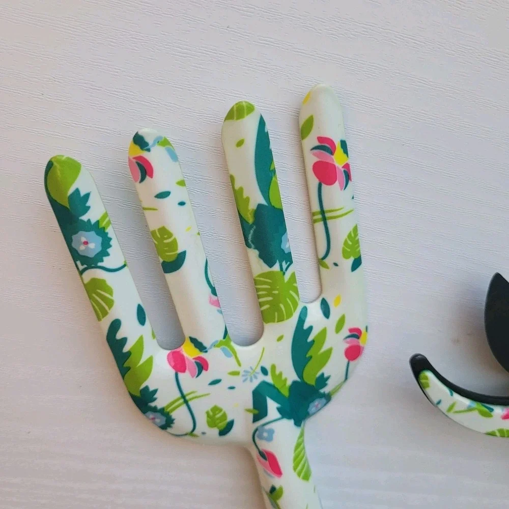 2-Piece Floral Garden Tools hand fork & Pruning Shears Decorative Print Aluminum